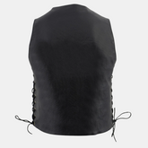 Men's Classic V-Neck Black Motorcycle Leather Vest